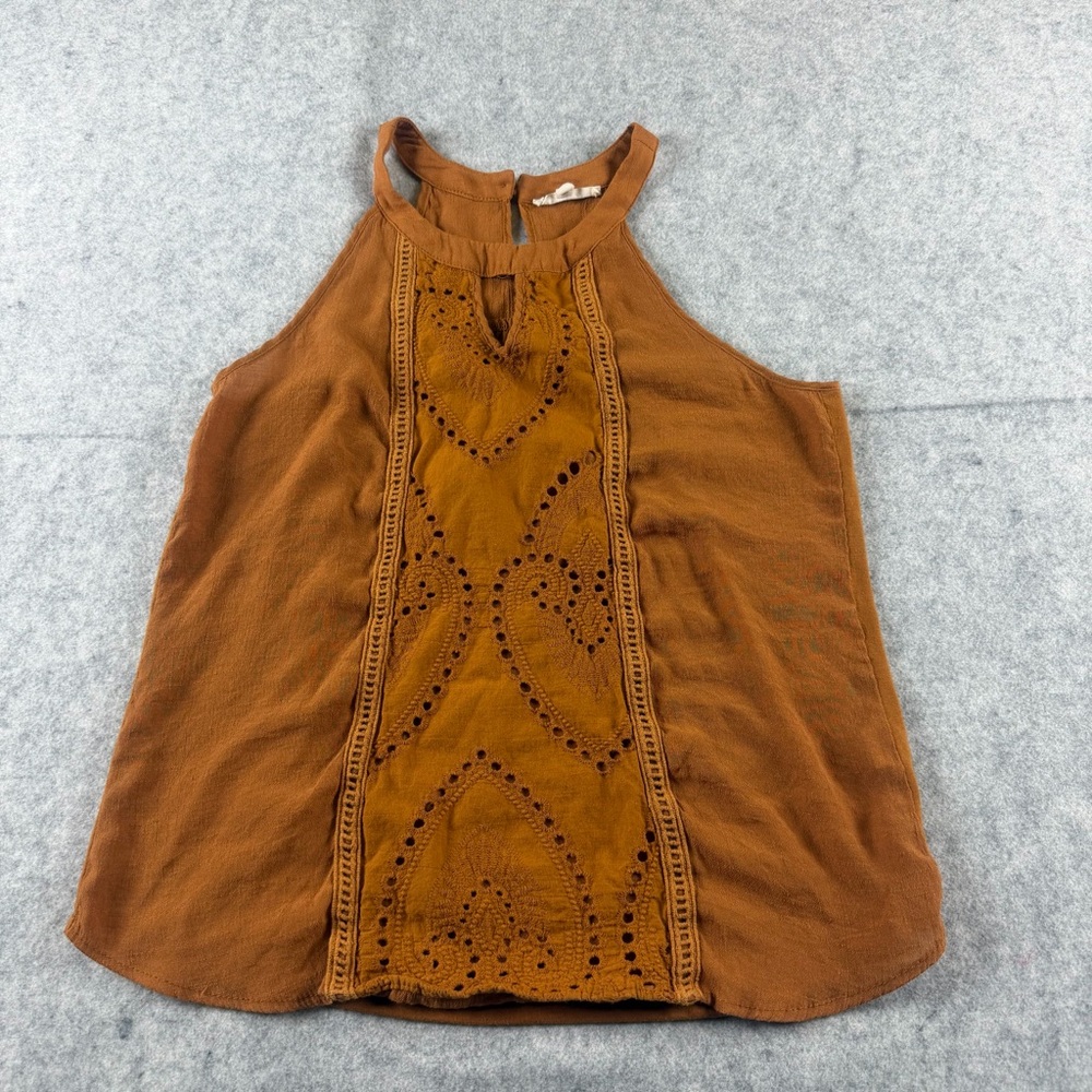 Parallel Skies Women Mustard Yellow Sleeveless Blouse Small